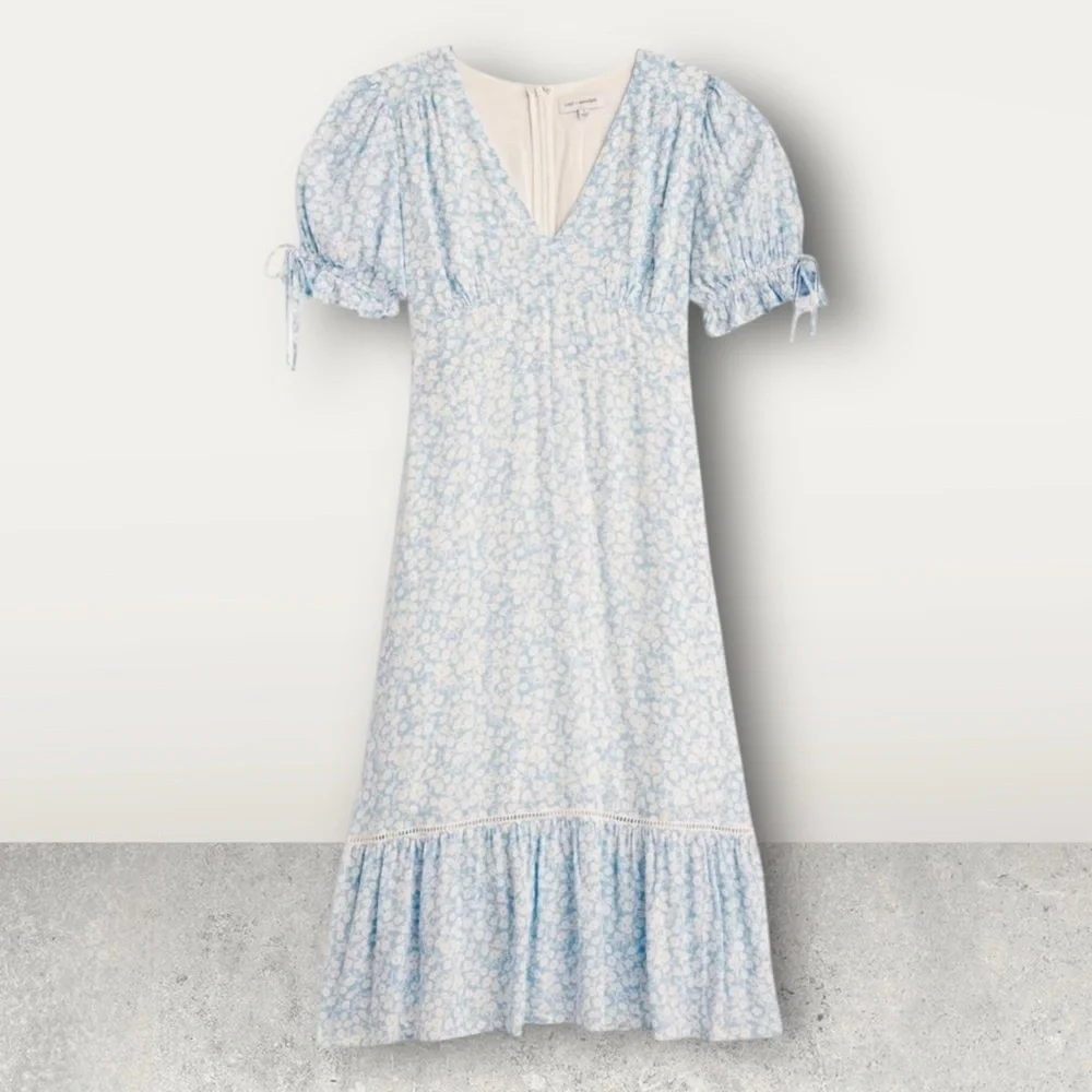 NWT Lost + Wander Seaside Breeze Midi Floral Blue Dress
